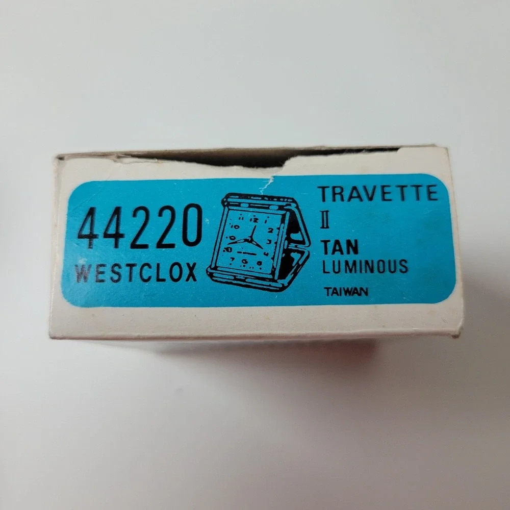 Westclox Travette II Vintage Travel Alarm Clock 44220 Tan Luminous Case Box 1981